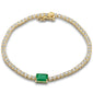 <span style="color:purple">SPECIAL!</span>4.27ct G SI 14K Yellow Gold Diamond & Emerald Gemstone Tennis Bracelet 7" Long