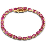<span style="color:purple">SPECIAL!</span>15.43ct G SI 14K Yellow Gold Oval Shape Ruby Gemstone Tennis Bracelet 7" Long