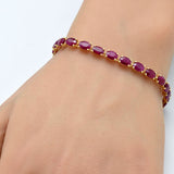 <span style="color:purple">SPECIAL!</span>15.43ct G SI 14K Yellow Gold Oval Shape Ruby Gemstone Tennis Bracelet 7" Long