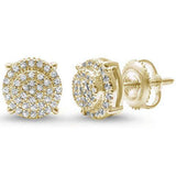 .16ct G SI 10kt Yellow Gold Round Diamond Cluster Stud Earrings