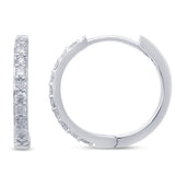 .30ct 14k White Gold Diamond Hoop Huggie Earrings