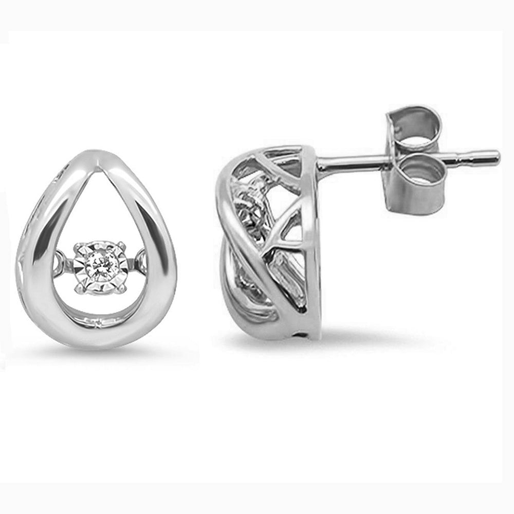 .04ct 14k White Gold Dancing Diamond Earrings
