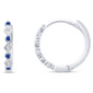 <span>GEMSTONE CLOSEOUT </span>! .15ct G SI 14k White Gold Diamond & Blue Sapphire Hoop Huggie Earrings