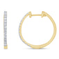 .24ct 10k Yellow Gold Diamond Hoop Huggie Earrings