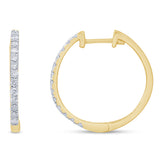 <span>DIAMOND CLOSEOUT! </span>.24ct 10k Yellow Gold Diamond Hoop Huggie Earrings