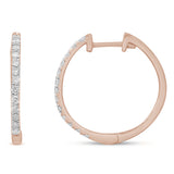 .26ct 10k Rose Gold Diamond Hoop Huggie Earrings