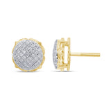 <span style="color:purple">SPECIAL!</span> .80ct 10k Yellow Gold Invisible Cluster Diamond Earrings