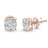 <span>HOLIDAY SPECIAL! </span>H-SI 14KT Rose Gold .75ct Flower Diamond Round Stud Earrings