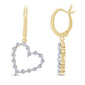 .10ct G SI 10K Yellow Gold Diamond Heart Hoop Dangle Earrings