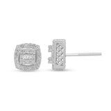 .40ct G SI 10K White Gold Round & Baguette Diamond Square Stud Earrings