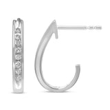 .10ct G SI 10KT White Gold Diamond J Hoop Earrings