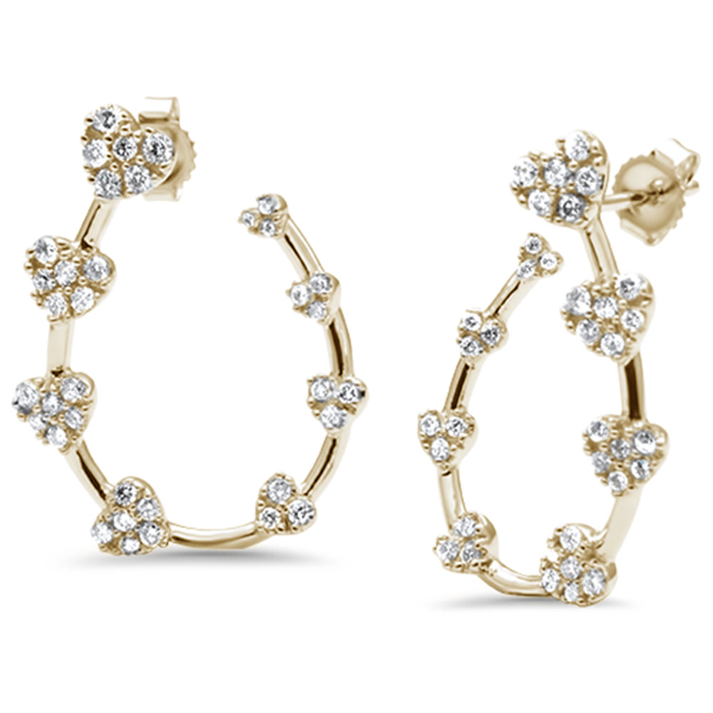 .73ct G SI 14K Yellow Gold Diamond Heart Hoop Earring