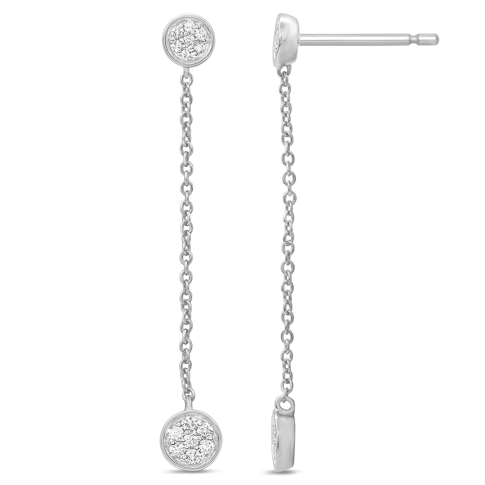 .15ct G SI 14K White Gold Diamond Round Shaped Drop Dangle Earrings