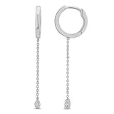 White Gold Diamond ring - DIAMOND CLOSEOUT! .08ct G SI 14K White Gold Diamond Hoop Style Drop Dangle Earrings