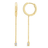 .08ct G SI 14K Yellow Gold Diamond Hoop Style Drop Dangle Earrings