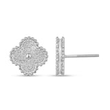 .42ct G SI 14K White Gold Diamond Clover Flower Shaped Earrings