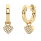 .10ct G SI 14K Yellow Gold Diamond Dangling Heart Hoop Earrings