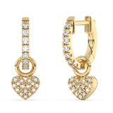 .23ct G SI 14K Yellow Gold Diamond Dangling Heart Hoop Earrings
