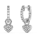 .23ct G SI 14K White Gold Diamond Dangling Heart Hoop Earrings