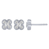.40ct G SI 14K White Gold Diamond Clover Flower Stud Earrings