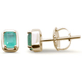 .43ct G SI 14K Yellow Gold Emerald Gemstone Stud Earrings