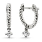 .08ct G SI 14K White Gold Diamond Dangling Hoop Earrings