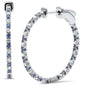 <span style="color:purple">SPECIAL!</span>1.17ct G SI 14K White Gold Diamond & Blue Sapphire Hoop Earrings