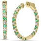 <span style="color:purple">SPECIAL!</span> 1.99ct G SI 14K Yellow Gold Diamond & Green Emerald Hoop Earrings