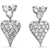 <span style="color:purple">¡ESPECIAL!</span> Pendientes colgantes de corazón de diamantes de oro blanco de 14K, .34ct G SI, cierre a presión