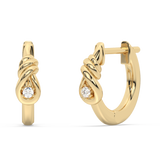 .04ct G SI 14K Yellow Gold Diamond Knot Style Hoop Earrings