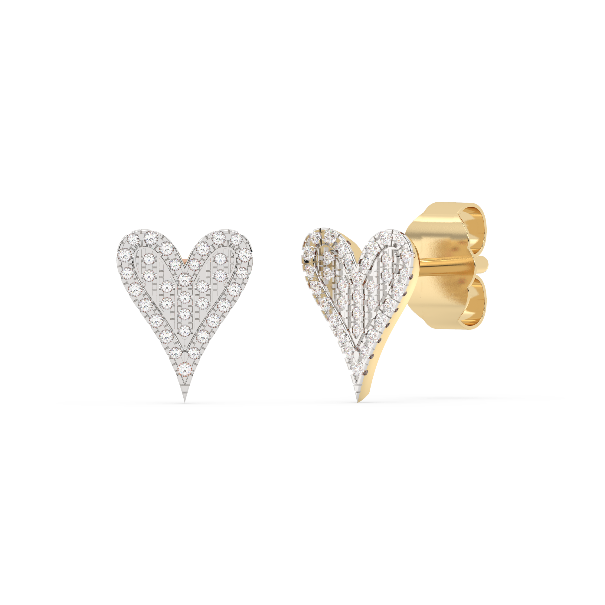 .12ct G SI 14K Yellow Gold Diamond Heart Earrings