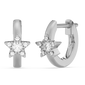 .18ct G SI 14K White Gold Diamond Star Petite Hoop Earrings