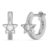 .18ct G SI 14K White Gold Diamond Star Petite Hoop Earrings