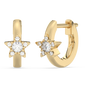<span style="color:purple">SPECIAL!</span>.18ct G SI 14K Yellow Gold Diamond Star Petite Hoop Earrings