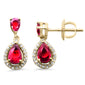 <span style="color:purple">SPECIAL!</span> 1.32ct G SI 14K Yellow Gold Diamond & Ruby Gemstones Drop Earrings