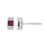 .19ct G SI 14K White Gold Diamond & Ruby Gemstones Earrings