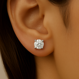 1.42ct G SI 14K White Gold Round Diamond Solitaire Earrings