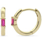 .13ct G SI 14K Yellow Gold Ruby Gemstones Petite Hoop Earrings