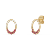 .31ct G SI 14K Yellow Gold Diamond Oval Shape & Ruby Gemstones Earrings