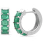 <span style="color:purple">SPECIAL!</span> 2.50ct 14K White Gold Emerald Gemstones Hoop Earrings