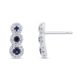 .47ct G SI 14K White Gold Diamond & Blue Sapphire Gemstones Drop Earrings