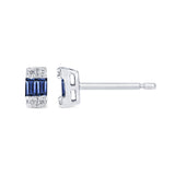 .17ct G SI 14K White Gold Diamond & Blue Sapphire Gemstones Earrings