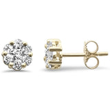 .63ct G SI 14K Yellow Gold Diamond Flower Stud Earrings