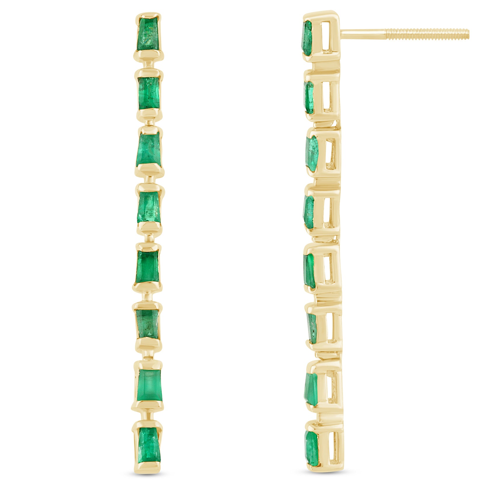 <span style="color:purple">SPECIAL!</span> .56ct G SI 14K Yellow Gold Natural Emerald Gemstone Drop Earrings