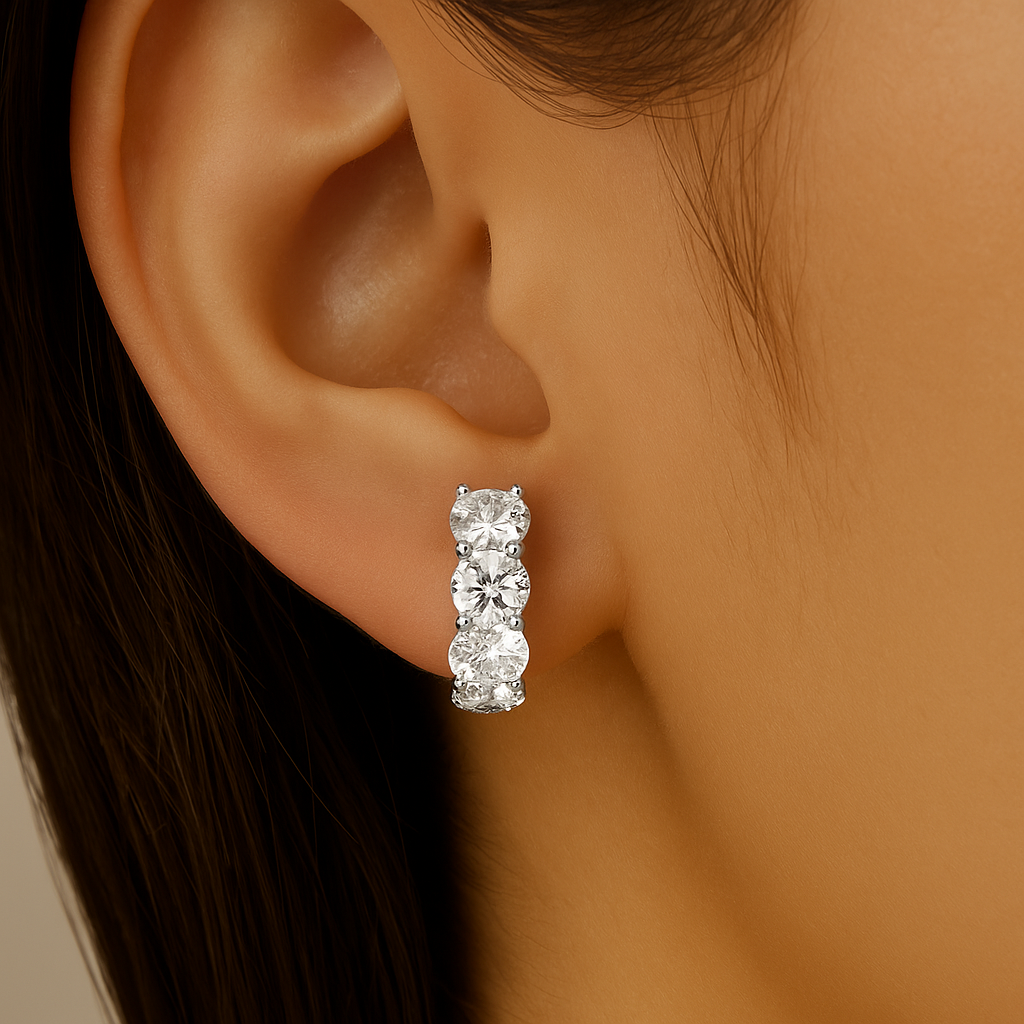 2.66ct G SI 14K White Gold Round Diamond Hoop Earrings