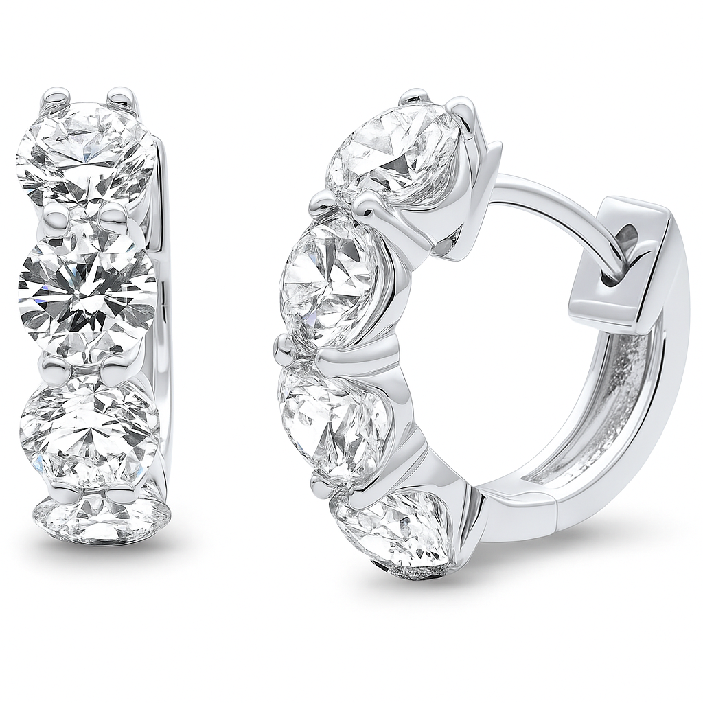 2.66ct G SI 14K White Gold Round Diamond Hoop Earrings