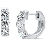 <span style="color:purple">SPECIAL!</span> 1.20ct G SI 14K White Gold Round Diamond 3-Stone Hoop Huggie Earrings
