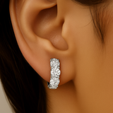 1.83ct G SI 14K White Gold Round Diamond 3-Stone Hoop Earrings