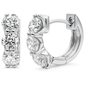 <span style="color:purple">SPECIAL!</span> 1.83ct G SI 14K White Gold Round Diamond 3-Stone Hoop Earrings