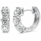 1.83ct G SI 14K White Gold Round Diamond 3-Stone Hoop Earrings